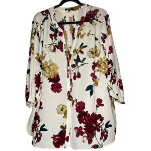 Woman's NYDJ Button down 3/4 Sleeve Floral 2x Blouse (037)